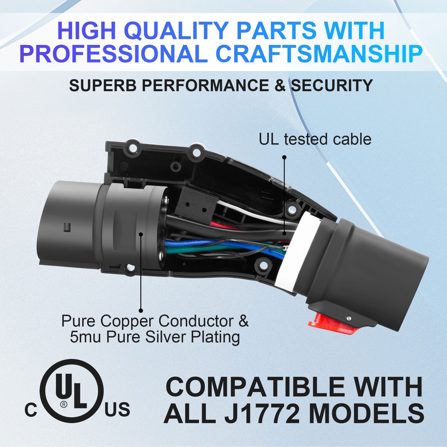 ADSAFE TSL to J1772 New Charger Adapter,Safety Certified TSL Adapter Fit for J1772 EVs-Black